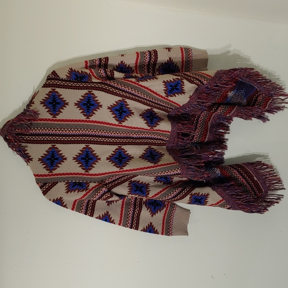 Kersh Aztec print open front cardigan with tassels size XS - Picture 2 of 16